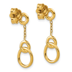 14K Polished Circle Dangle Post Earrings