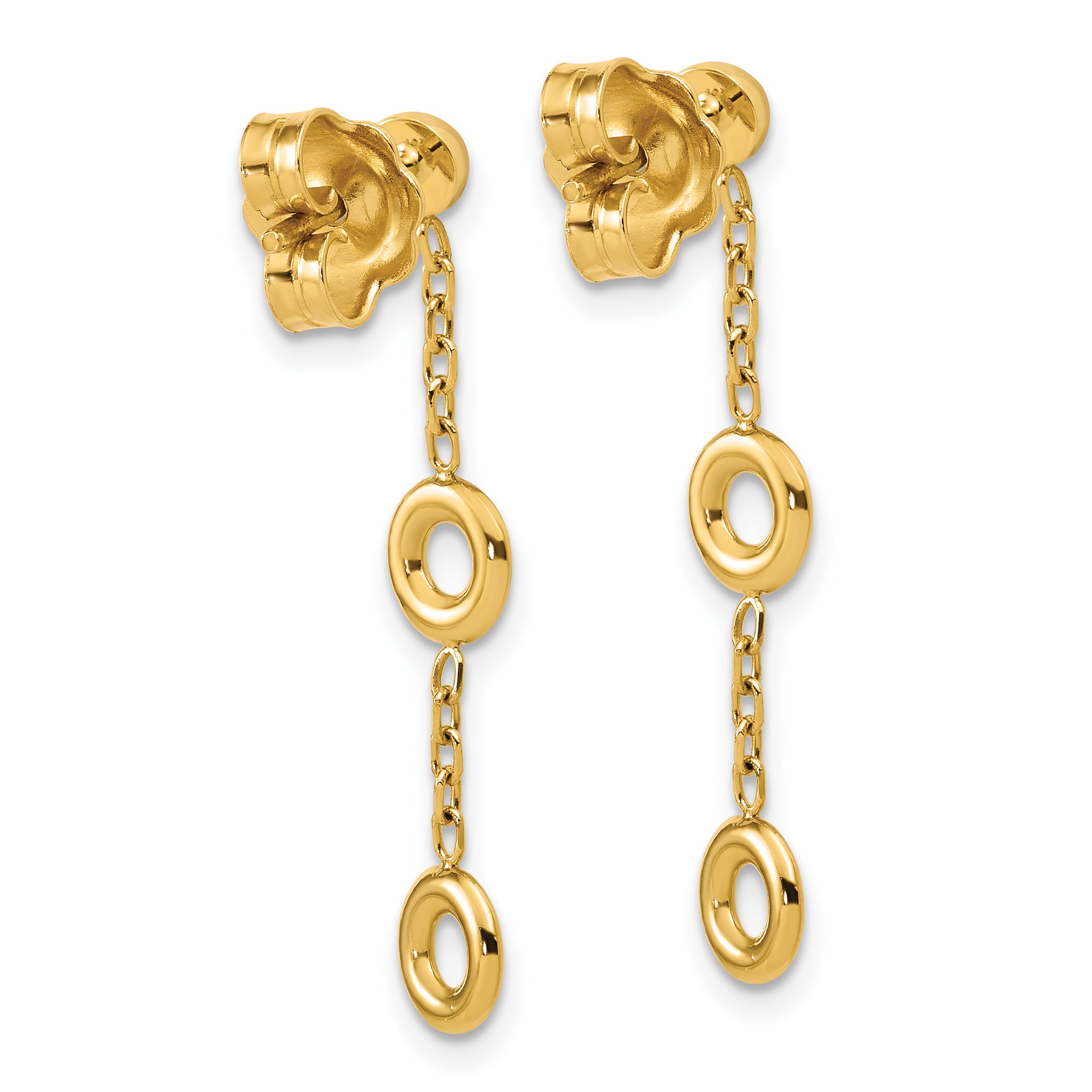 14K Polished Circle Post Dangle Earrings