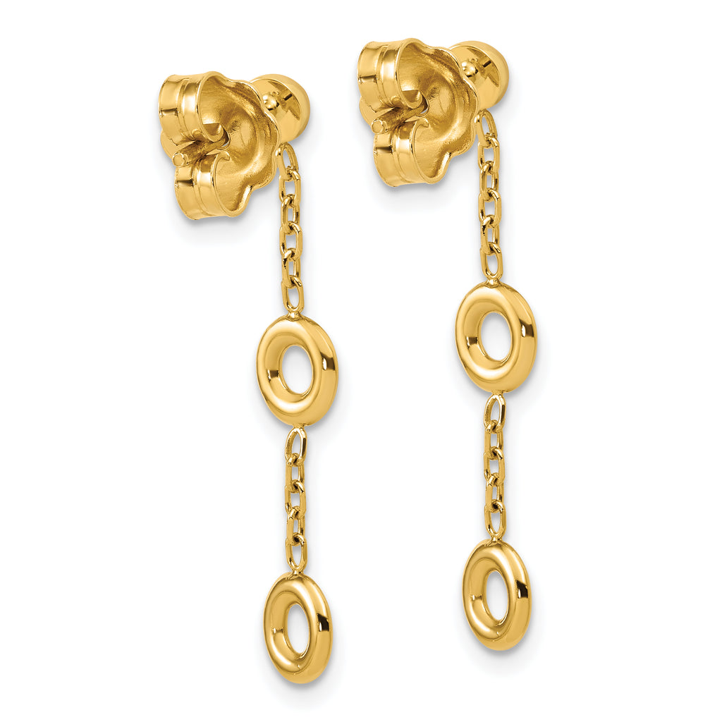 14K Polished Circle Post Dangle Earrings