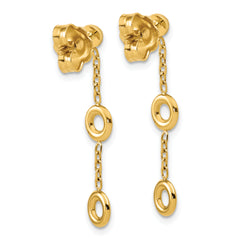 14K Polished Circle Post Dangle Earrings
