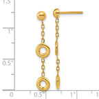 14K Polished Circle Post Dangle Earrings