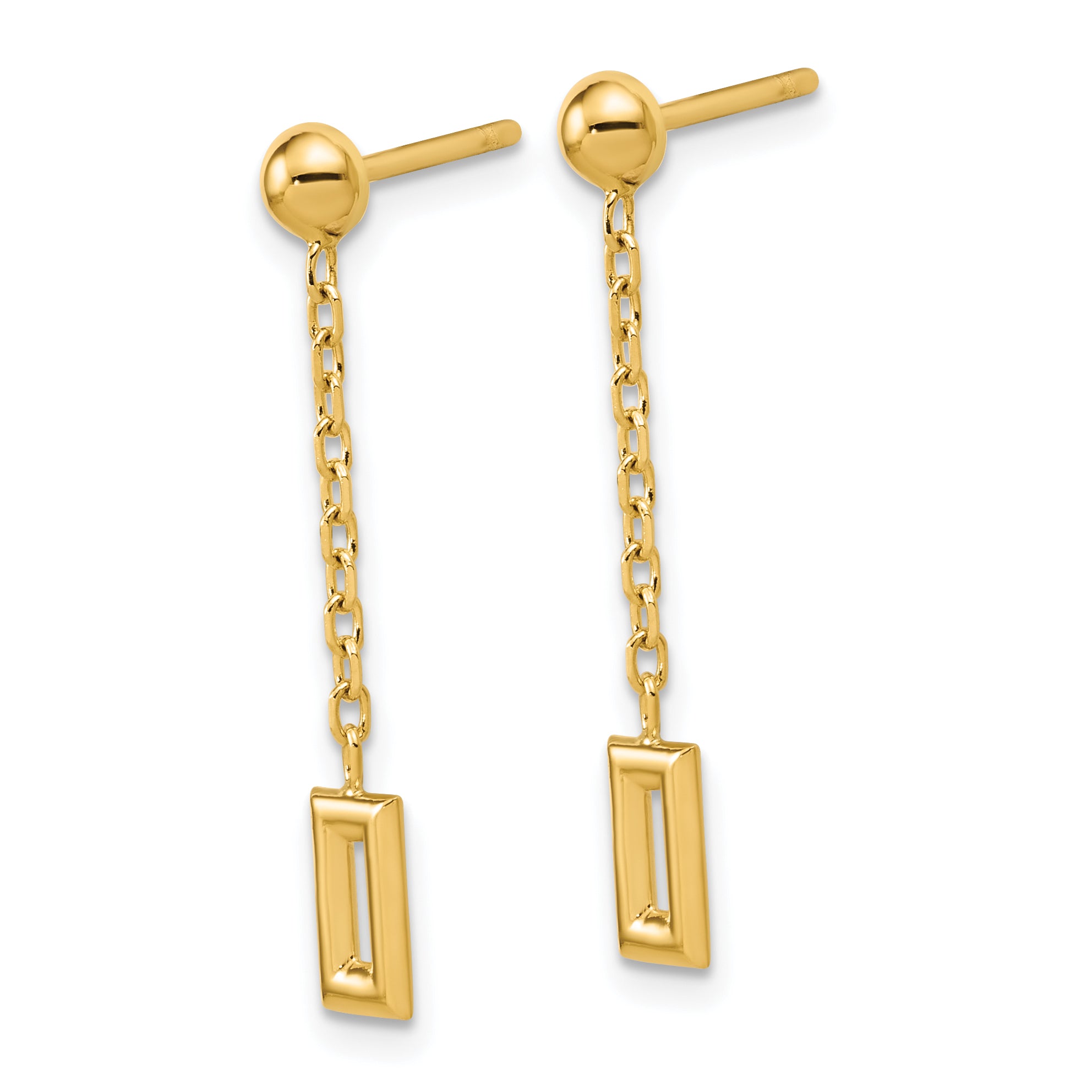 14K Polished Rectangle Dangle Post Earrings Secondary image