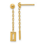 14K Polished Rectangle Dangle Post Earrings