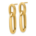 14K Polished and Brushed Ovals Dangle Post Earrings