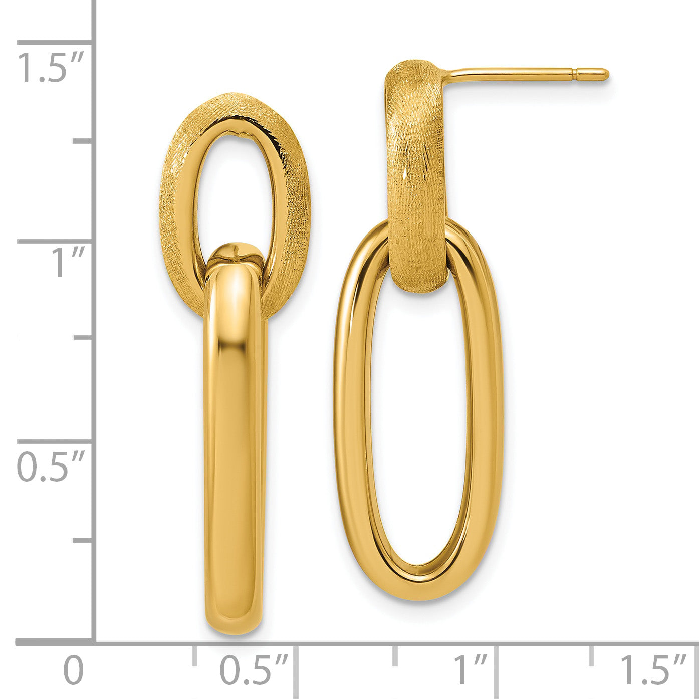 14K Polished and Brushed Ovals Dangle Post Earrings