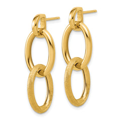 14K Polished and Brushed Ovals Dangle Post Earrings