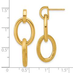 14K Polished and Brushed Ovals Dangle Post Earrings