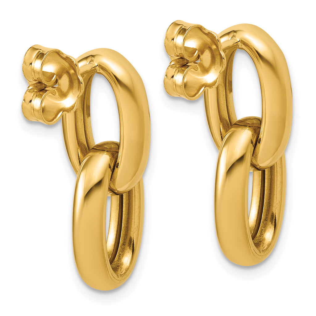 14K Polished Ovals Dangle Post Earrings