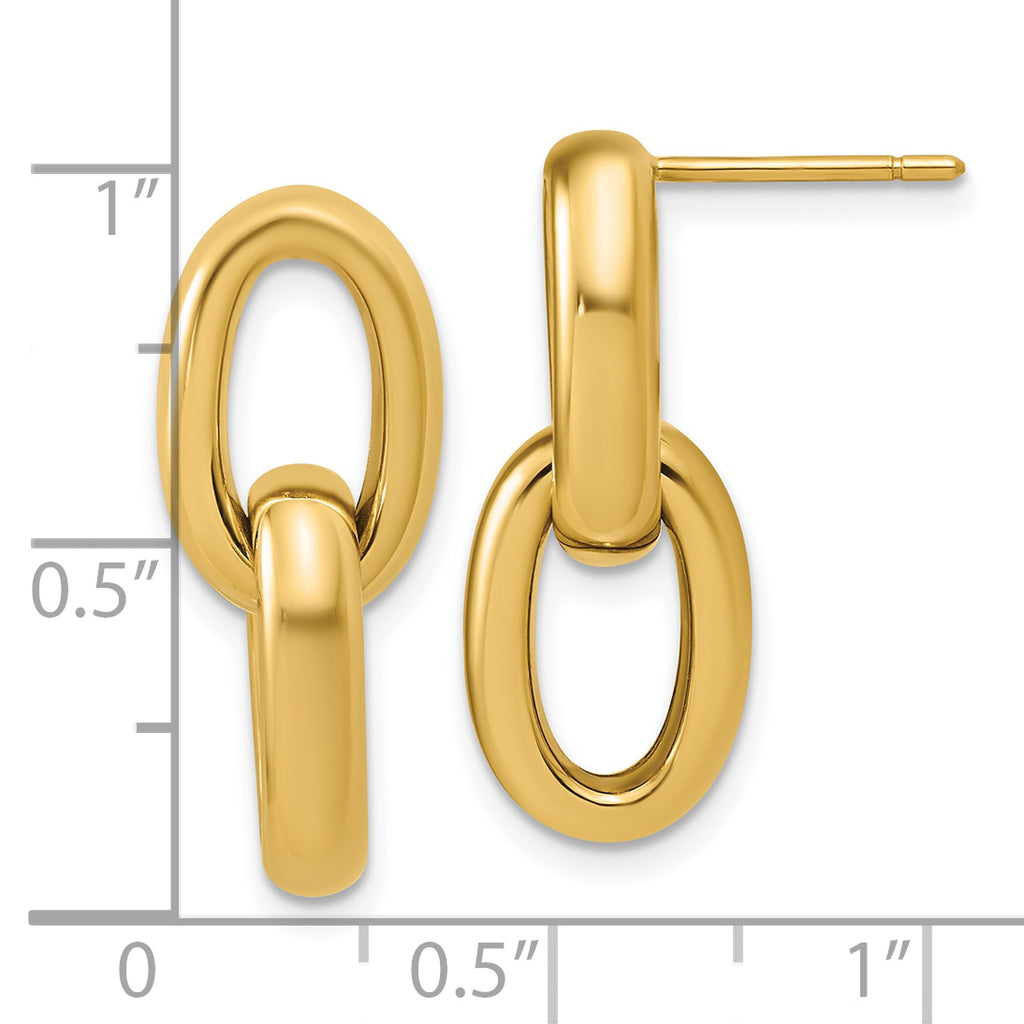 14K Polished Ovals Dangle Post Earrings