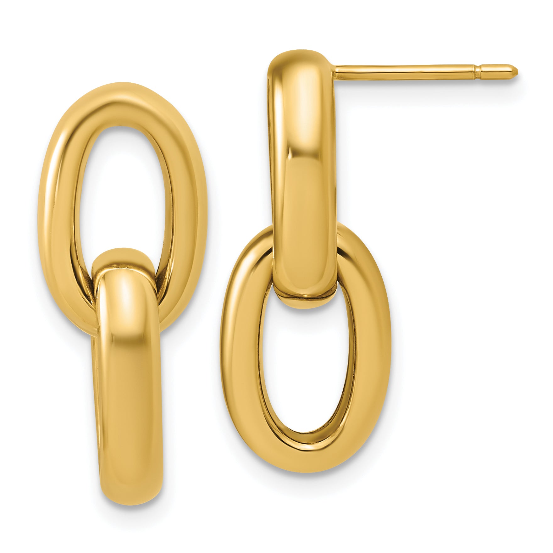 14K Polished Ovals Dangle Post Earrings Main image