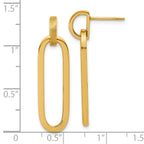 14K Polished and Brushed Oval Dangle Post Earrings