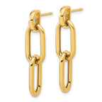 14K Polished Oval Link Dangle Post Earrings