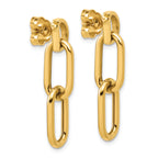 14K Polished Oval Link Dangle Post Earrings