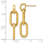 14K Polished Oval Link Dangle Post Earrings