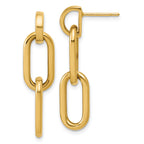 14K Polished Oval Link Dangle Post Earrings
