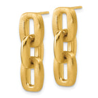14K Polished and Brushed Squared Link Dangle Post Earrings