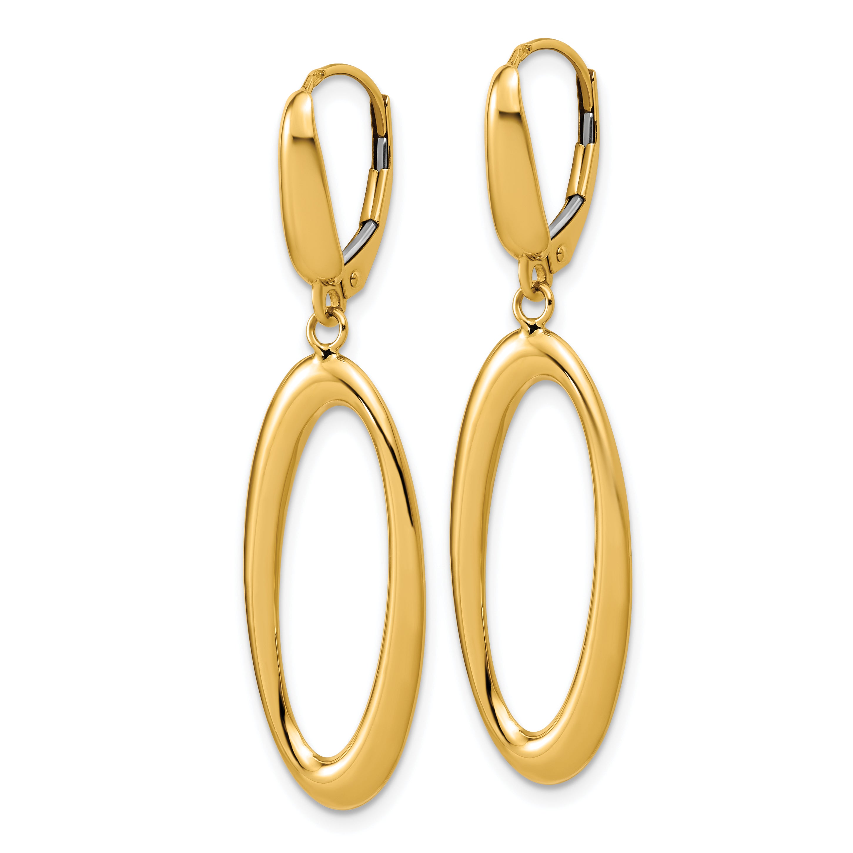14K Polished Fancy Oval Leverback Earrings