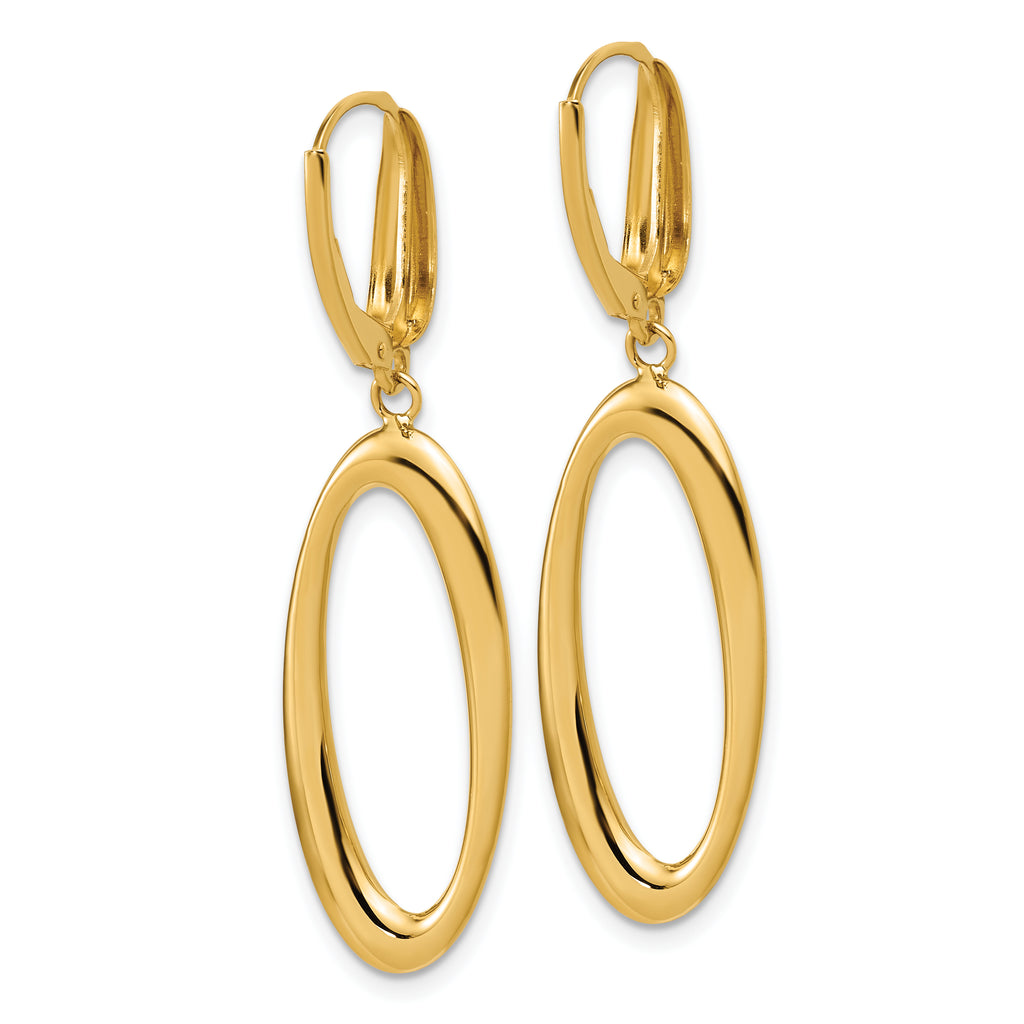 14K Polished Fancy Oval Leverback Earrings