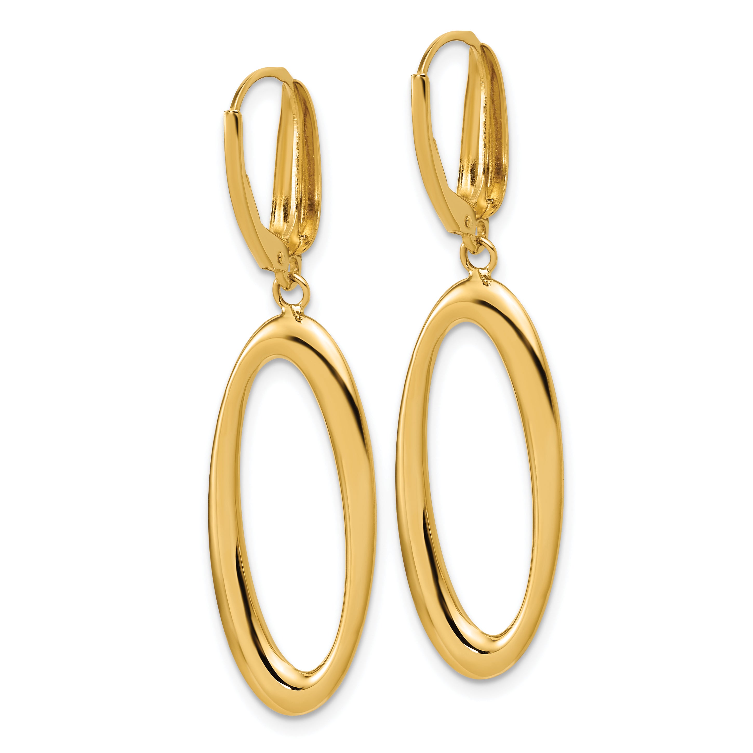 14K Polished Fancy Oval Leverback Earrings