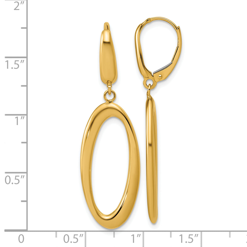 14K Polished Fancy Oval Leverback Earrings