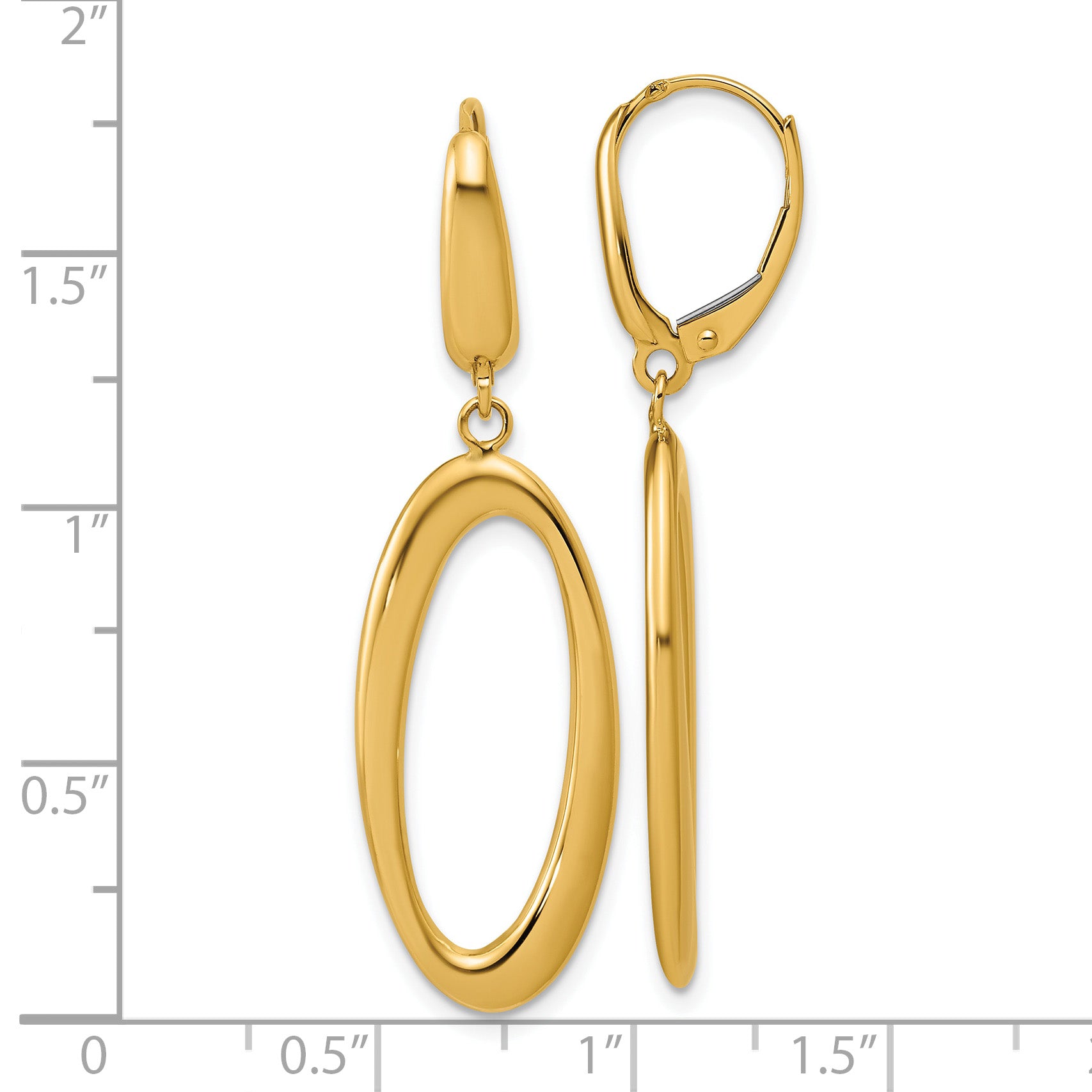 14K Polished Fancy Oval Leverback Earrings