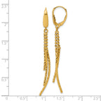 14K Polished and  Dia-cut 3-strand Bar leverback Earrings