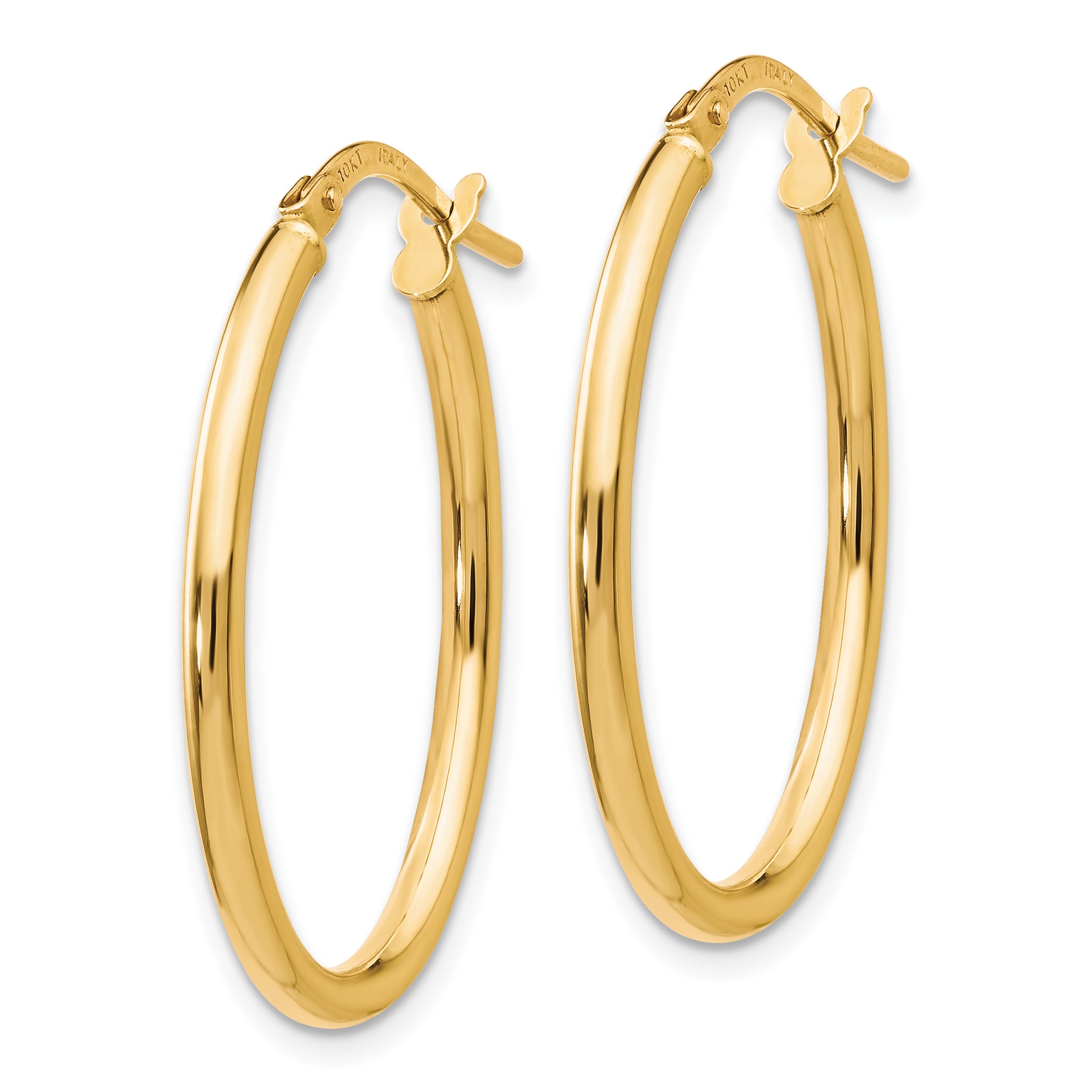 14K Polished Oval Hinged Hoop Earrings