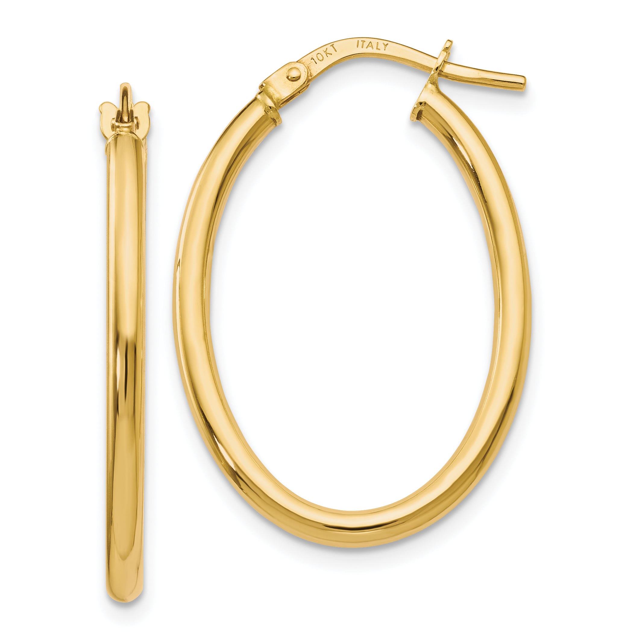 14K Polished Oval Hinged Hoop Earrings Main image