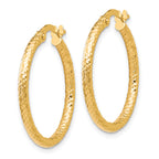 14K Polished and Textured Hinged Hoop Earrings