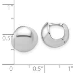 14K White Gold Polished Hinged Huggie Hoop Earrings