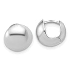 14K White Gold Polished Hinged Huggie Hoop Earrings