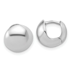 14K White Gold Polished Hinged Huggie Hoop Earrings