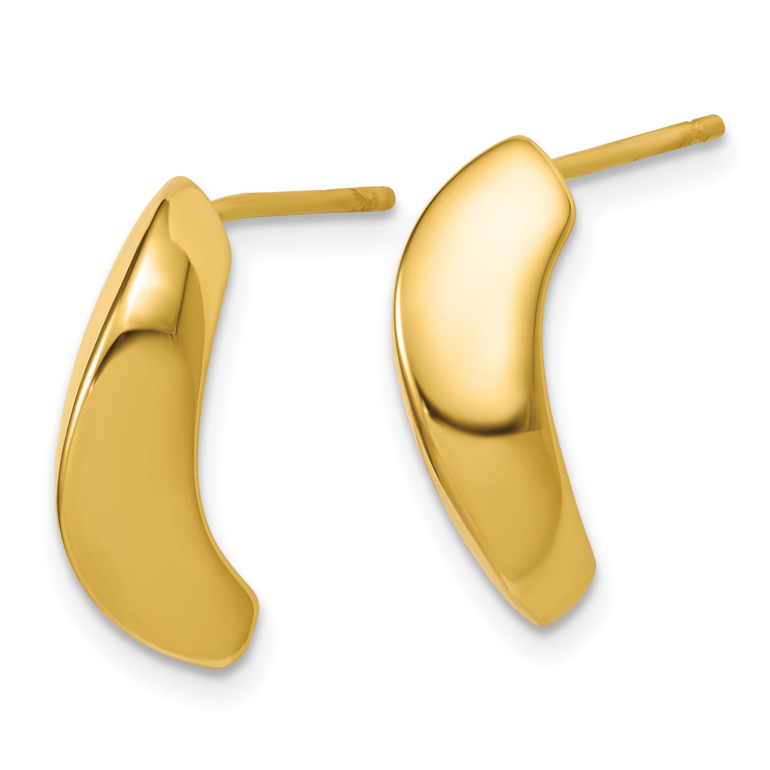 14K Polished J-Hoop Post Earrings Secondary image
