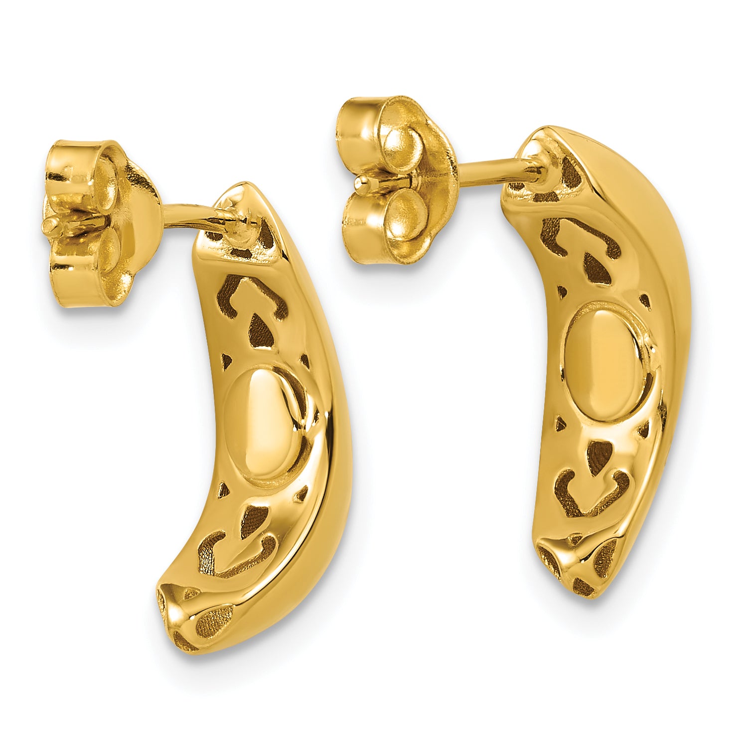 14K Polished J-Hoop Post Earrings