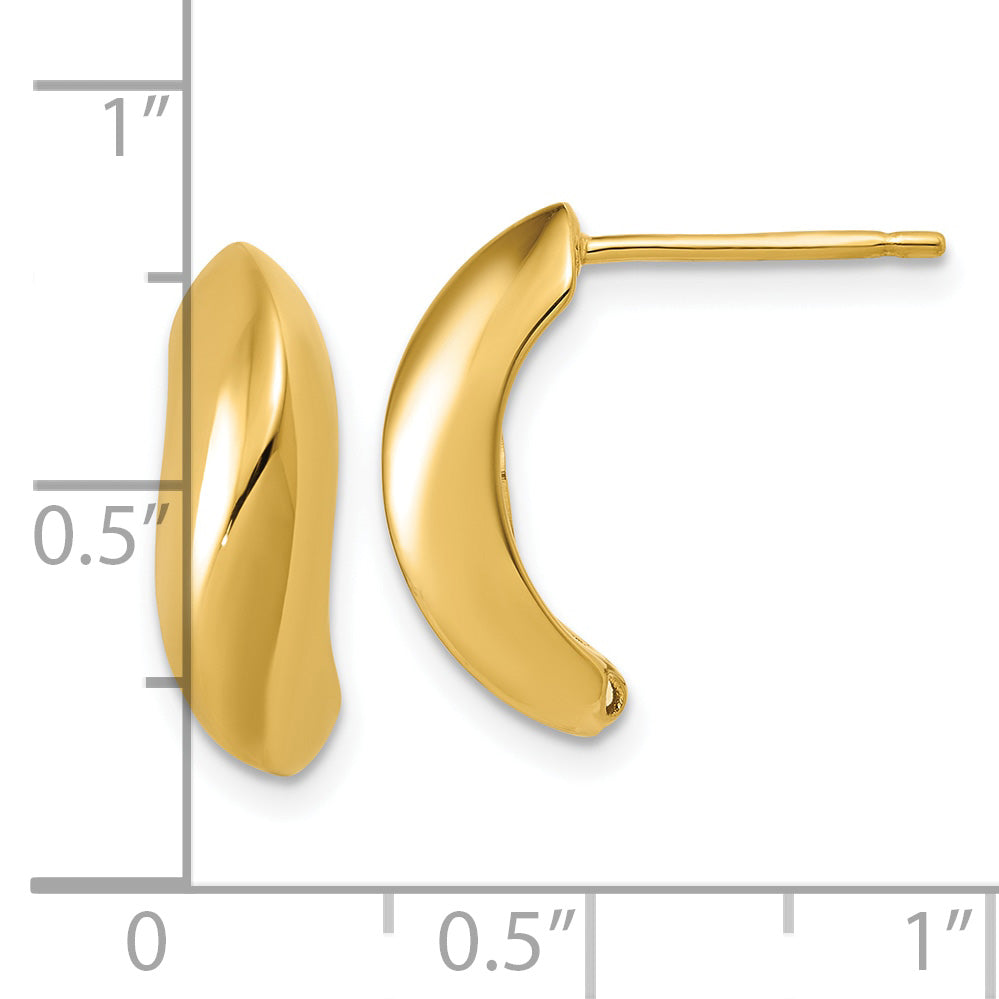 14K Polished J-Hoop Post Earrings