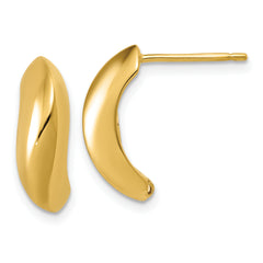 14K Polished J-Hoop Post Earrings
