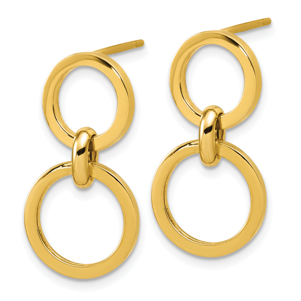 14K Polished Circle Post Dangle Earrings