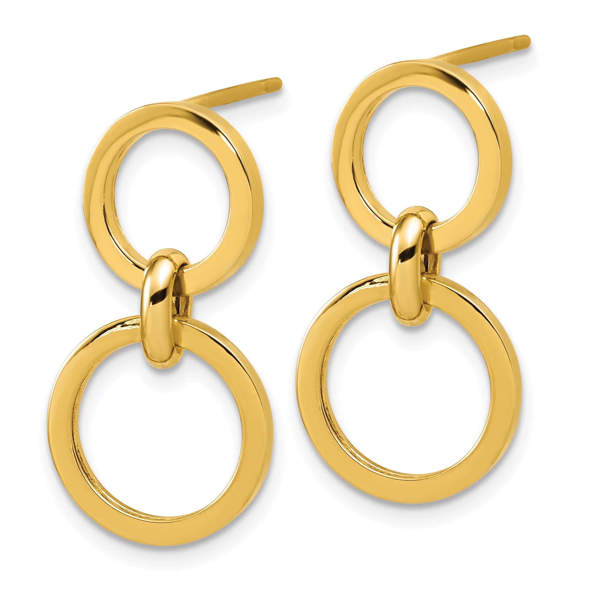 14K Polished Circle Post Dangle Earrings