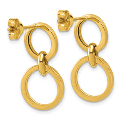 14K Polished Circle Post Dangle Earrings
