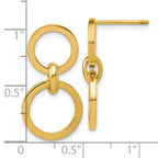 14K Polished Circle Post Dangle Earrings