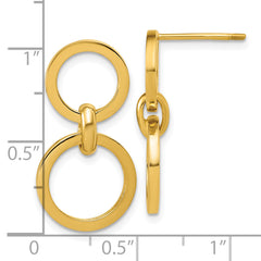 14K Polished Circle Post Dangle Earrings