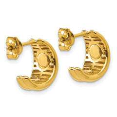 14K Polished Grooved J-Hoop Post Earrings