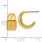 14K Polished Grooved J-Hoop Post Earrings