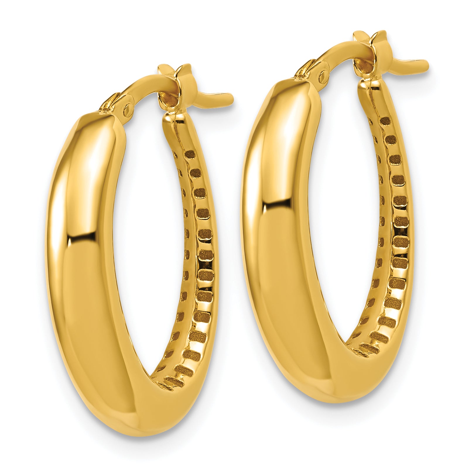 14K Polished Oval Hoop Earrings Secondary image