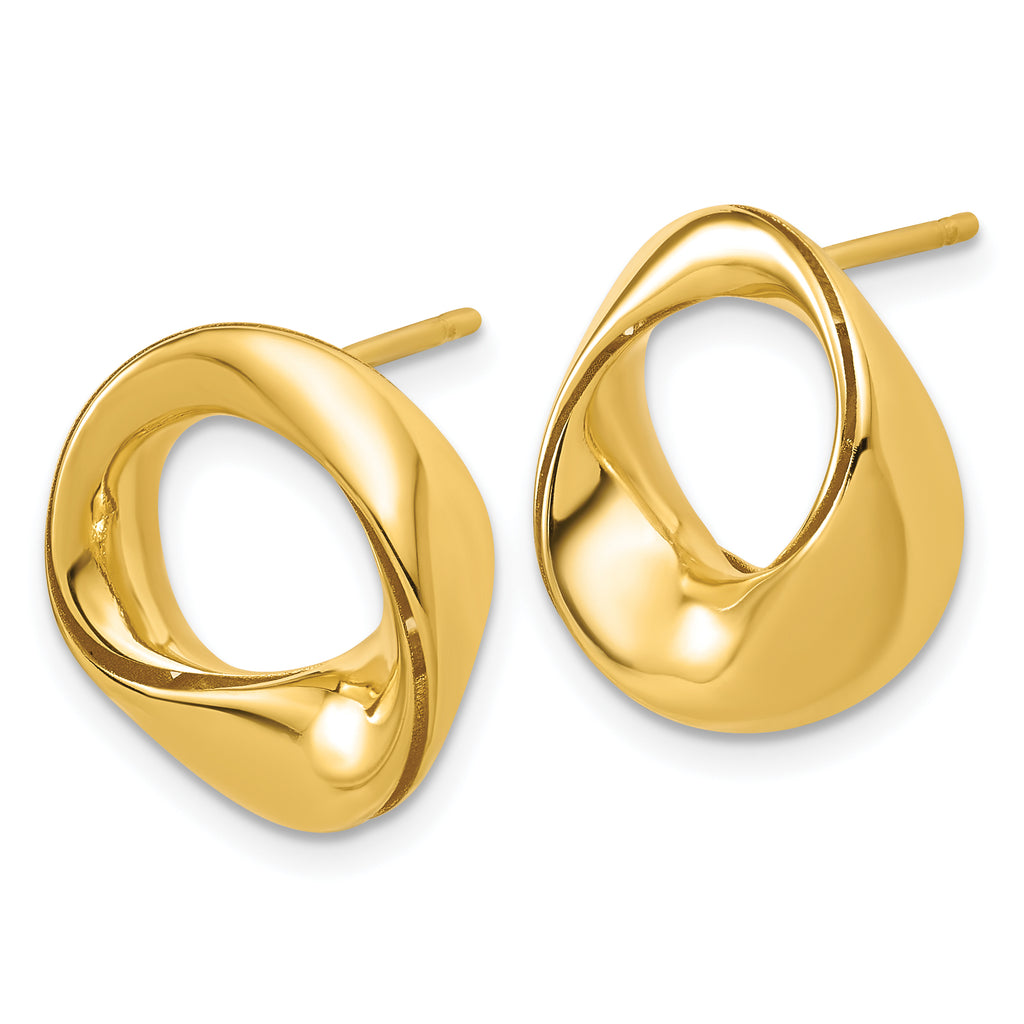 14K Polished Fancy Circle Post Earrings