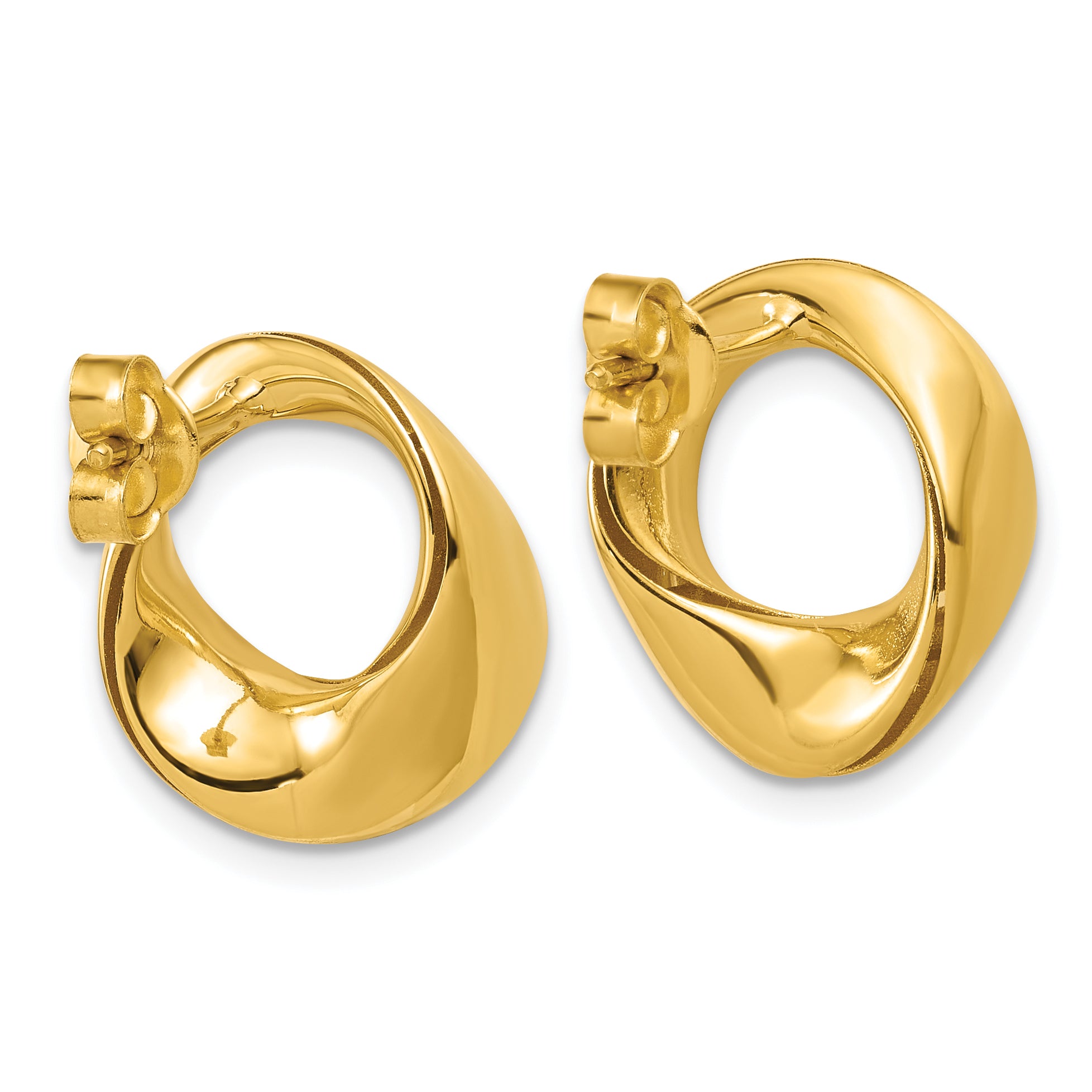 14K Polished Fancy Circle Post Earrings