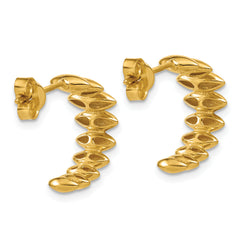 14K Polished and Grooved J-Hoop Post Earrings