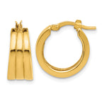 14K Polished Grooved Round Hoop Earrings