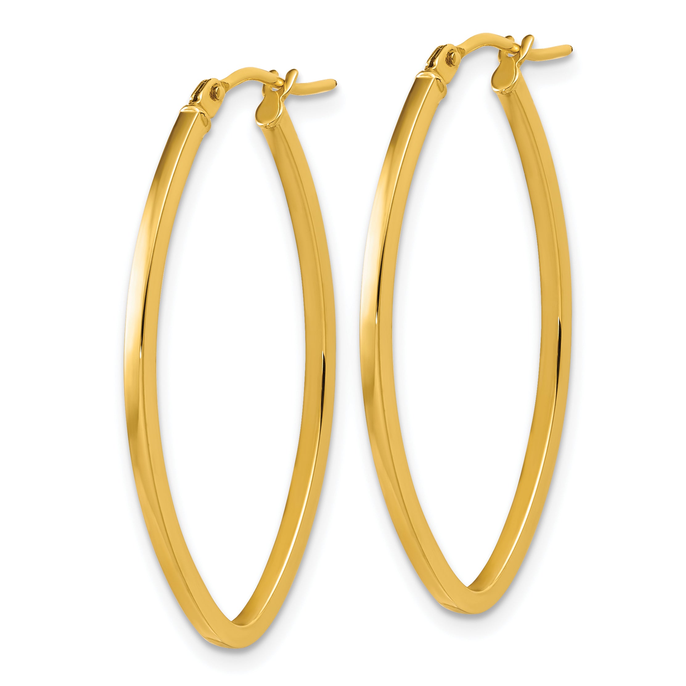 14K Polished  Oval Hoop Earrings