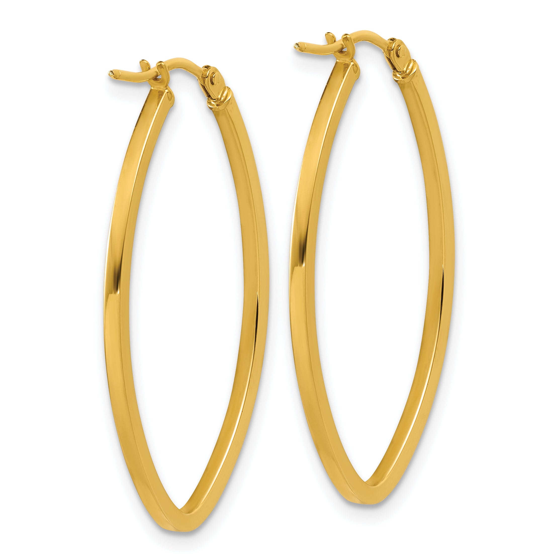 14K Polished  Oval Hoop Earrings